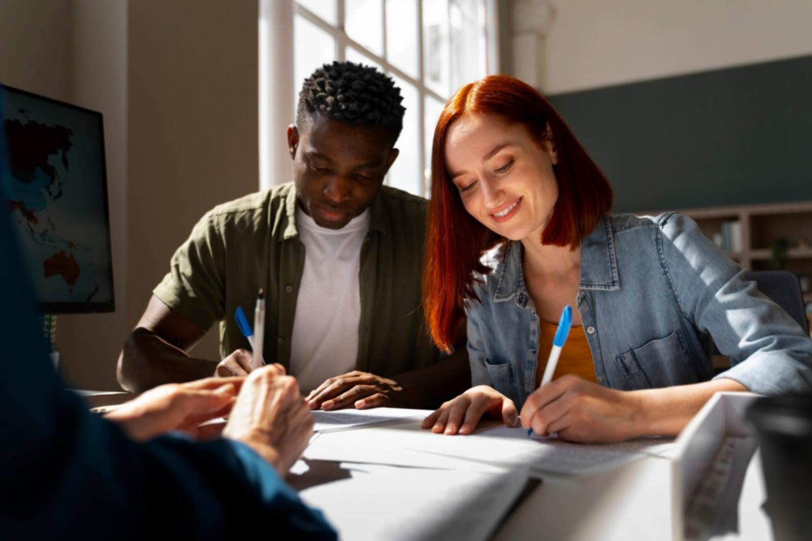 Séance de formation en groupe avec analyse de cas pratiques financiers